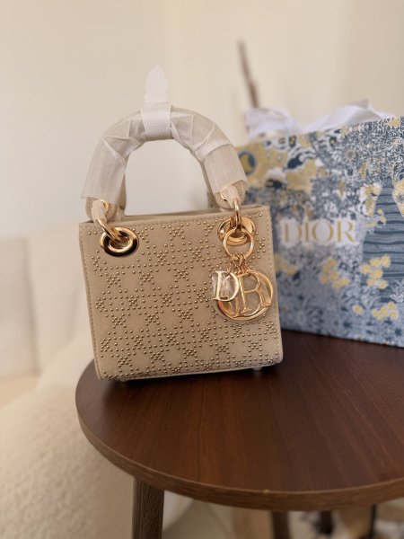 حقيبة ليدي ديور مخمل مرصعة سترس وقشط طويل شامل بوكس