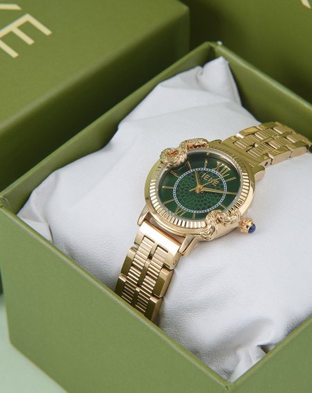 ساعة IEkE ذهبي اخضر دائري افعى